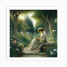 Lady In The Garden 1 Art Print