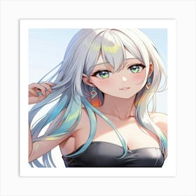 Anime Girl With Long Hair Art Print