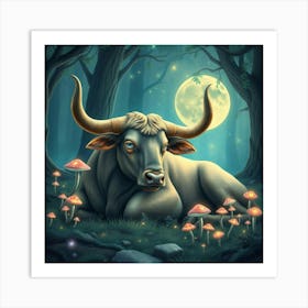 Bull In The Forest 24 Art Print