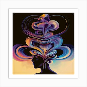 Abstract, Portrait of a woman, Purple, "Tea Time" Art Print