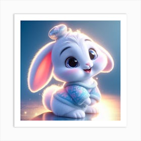 Cute baby rabbit in a Pixar-style 3 Art Print