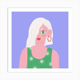 Portrait Of A Woman with Hoop Earrings Art Print