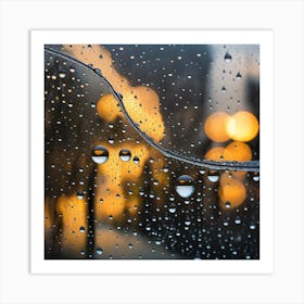 Rain Drops On Window Art Print