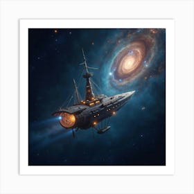 An Ethereal Ship Sailing Across The Stars And Galaxies 1 Art Print