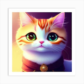 Cute Fluffy Cat Art Print