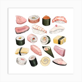Sushi Square Food Print Art Print