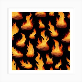 Seamless Pattern Of Fire 4 Art Print