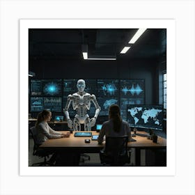 Robots In The Office Art Print