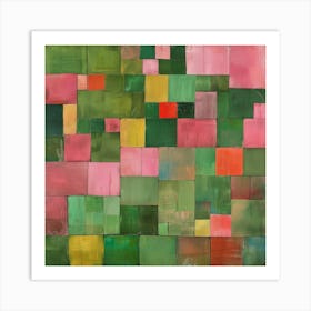 Squares In Pink And Green Art Print