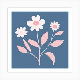 A White And Pink Flower In Minimalist Style Square Composition 598 Art Print