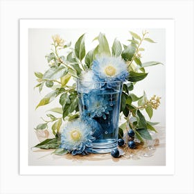 Summer Bliss Refreshing Drink And Flowers 1 Art Print