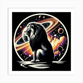 A lion and a cosmic scene 1 Art Print