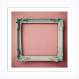 White Frame On Pink Wall Art Print