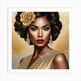 Black Woman In Gold Art Print