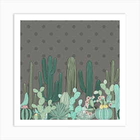 Cactus Border Plant Green Nature Cacti Art Print