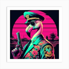 Flamingo Cop Art Print