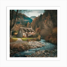 Thatched Cottage In Scotland Art Print