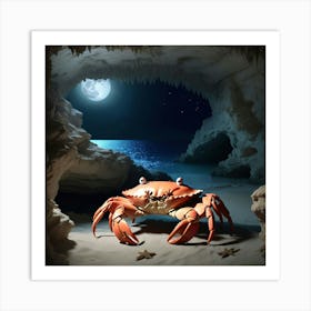 Crab In Cave At Night 4 Art Print