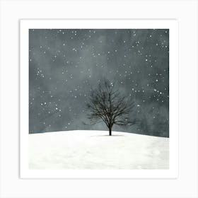 Lone Tree In Snow Art Print