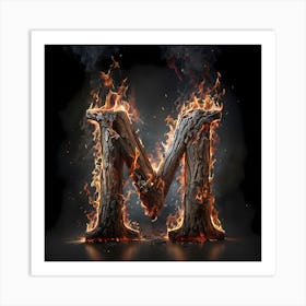 Letter M On Fire Art Print