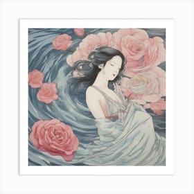 Asian Woman In Water Art Print