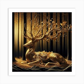 Golden Deer 10 Art Print