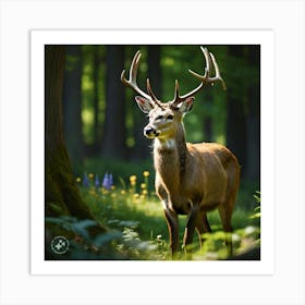 Deer In The Woods Art Print