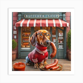 Butcher Shop , Dog Art Print