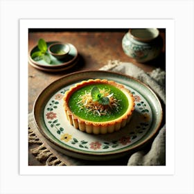 A Beautifully Presented Pandan Coconut Tart, Featu Art Print