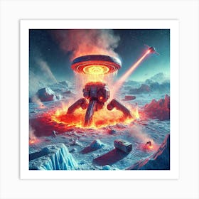 A Futuristic Sci Fi Depiction Of A Helio Warden Thermal Field Generator Art Print