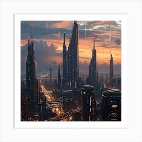 Futuristic Cityscape 1 Art Print