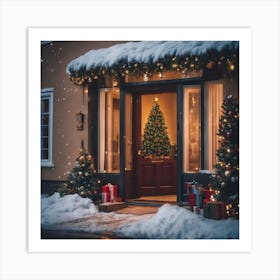 Christmas Door Art Print