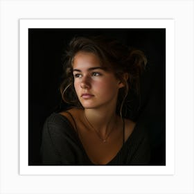 Portrait of a young woman looking out Art Print