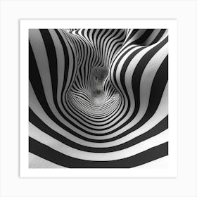 Black And White Striped Tunnel Art Print