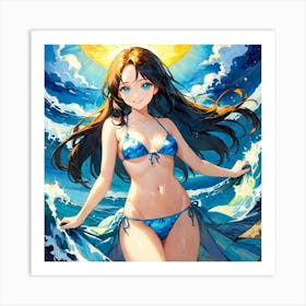 Anime Girl In Bikini fyh Art Print