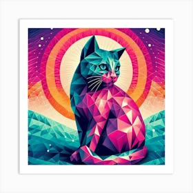 Purrl Low Poly Cat Art Print