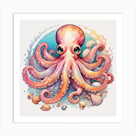 Chibi Octopus - Watercolour Art Print