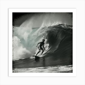 Black And White Surfer Art Print