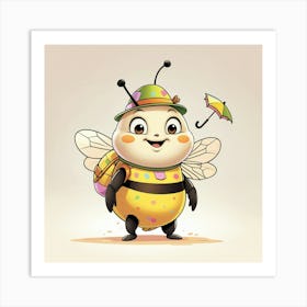 Bee With Umbrella Poster