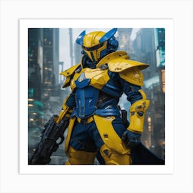 Yellow And Blue Warrior Art Print