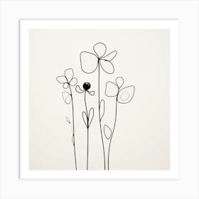 Flowers In Black And White Art Print