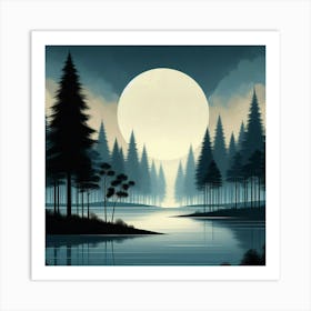 Full Moon In The Forest Art Print