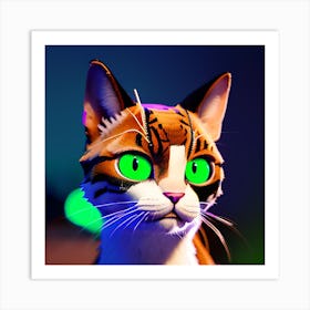 Cat With Green Eyes Art Print