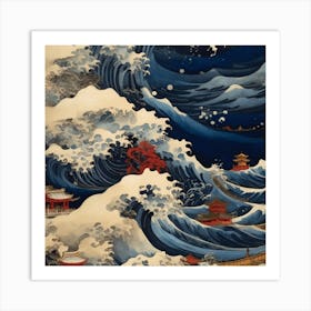 a very turbulent sea with massive waves. Art Print