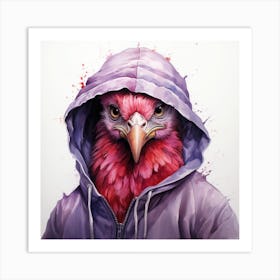 Watercolour Cartoon Chicken In A Hoodie 3 Art Print