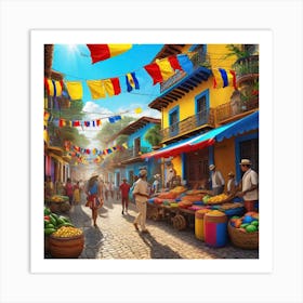 Street Market In Colombia Art Print