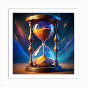 Hourglass With Sand And A Galaxy Background Art Print