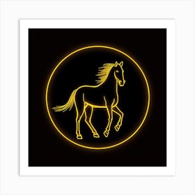 Neon Illustration of a Horse Art Print