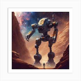 Robot In Space Art Print