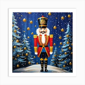 Nostalgic Nutcracker Painting A Winter Wonderland Art Print